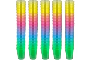 MIJOMA Lot de 160 verres à liqueur incassables en plastique robuste, verres à shot Jello, desserts, fête, mariage, anniversaire. Passe au lave-vaisselle, réutilisables, 29 ml (arc-en-ciel)
