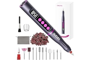 Torno para Uñas Profesional 35000RPM, EWEIMA 16 en 1 Torno para Uñas Portatil, 35 niveles de velocidad Ajustable Nail Drill, 1000mAh Lima Electrica Uñas, Set de Manicura para Salón DIY (Gris)