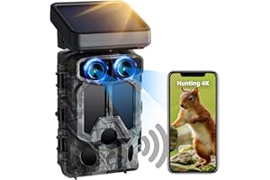 VOOPEAK Cámara de Caza Solar 4K 30FPS 60MP WiFi Doble Lente con Starlight Visión Nocturna, Bluetooth Cámara Caza 0,1s Tiempo de Activación IP66 Impermeable, Cámara de Fototrampeo