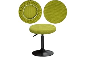 YINGAYOU Copri Sgabello Rotondo 30-40cm Fodera Sgabello Rotondo con Quadrati in Peluche, Elastici, Morbidi e Confortevoli, Dai Colori Intensi (1, Verde)