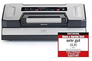 ‎CASO CASO VRH 790 advanced Pro - Vakuumierer, Vakuumiergerät, Testurteil Sehr Gut, 200 Vakuumiervorgänge non-stop, mit patentierter CASOTEK Liquid Funktion, doppelte Schweißnaht, inkl. Vakuumbeutel