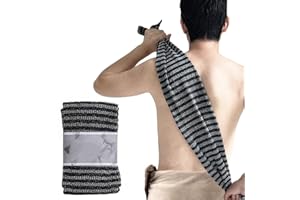 MEMOFYND 1 x Exfoliating Back Wash Cloth, Body Scrub Cloth, Exfoliating Back Washcloth for Shower, Bath Accessories for Body Cleansing and Massage (Black)