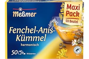 ‎MEßMER Meßmer Fenchel-Anis-Kümmel | 50 Teebeutel | Vegan | Glutenfrei | Laktosefrei