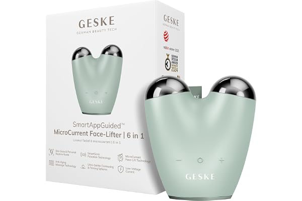 GESKE | SmartAppGuided™ MicroCurrent Face Lifter | 6 in 1 | Lifting facial | Outils de soins de la peau | Lifting visage | Appareil anti-âge | Micro-courant contre les rides