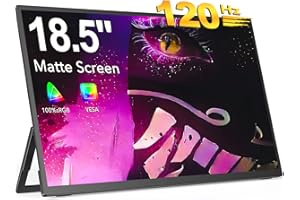 EVICIV Monitor Portatil 18,5 Pulgadas 120Hz, Pantalla Portatil Cuerpo de aleación de Aluminio 1920x1080 Full HD Pantalla móvil Externa con Mini HDMI/Type-C Altavoz Incorporado Dual, Soporte VESA