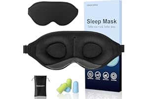 ‎COLOCASTLE COLOCASTLE Schlafmaske für Frauen und Herren, Augenmaske, Nachtmaske mit Verstellbarem Gummiband, 100% Hautfreundlich Baumwolle, Weich und Bequem, Schwarz Schlafmaske mit Ohrstöpseln