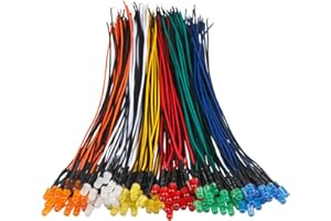 EDGELEC 120pcs 12V LED Lights Emitting Diodes, Pre Wired 7.9 Inch DC 12 Volt 5mm LED (6 Colors x 20pcs) Assorted Kit Diffused Colored Lens- White Red Yellow Green Blue Orange Small LED Lamps