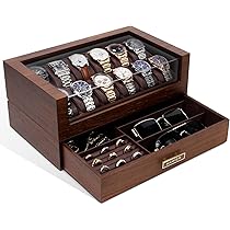 Scatola Porta Orologi In Legno Con Vetro, 9 Posti, Palissandro Scuro – Elegante Custodia Da Viaggio E Regalo Perfetto Per Uomo