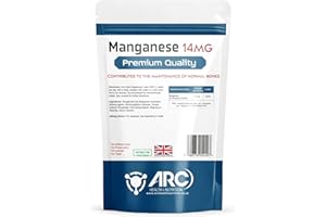 ARC) HEALTH+NUTRITION WWW.ARCHEALTHNUTRITION.CO.UK Chelated Manganese 14mg High Strength Supplement 60 Vegan Tablets, Suitable for Men & Woman, Made in UK