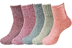 GWAWG Skarpety termiczne wysokiej jakości bawełniane skarpety z dzianiny, 5 par zimowych skarpet termicznych nadają się na zimę, miękkie i ciepłe