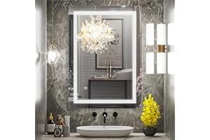 sunrik LED Espejo de Baño 80x100cm, Espejo de Baño Iluminado con Interruptor Táctil, Vertical/Horizontal, lP44