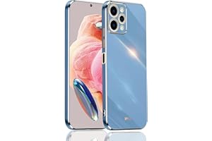 BOKYAS Funda para Xiaomi Redmi 12 4G/Redmi 12 5G con Revestimiento de Lujo, Carcasa de Silicona Suave Antichoque, Delgada Elegante Color Brillante Enchapado TPU Caso, Azul