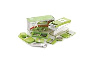 Ganesh 14 in 1 Multipurpose Chopper, Fruits & Vegetable Cutters, Grater Peeler Chipser, Unbreakable Food Grade Body, Easy Push to Clean Button Slicer Dicer, Chopper for Kitchen (Green, Plastic)