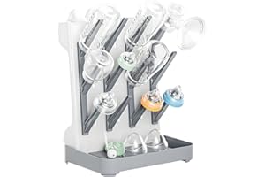Dayacoco Baby Bottle Drying Rack, Removable Vertical Bottle Dryer Rack Holder, Space Saving Rack for Newborn Feeding Essentials - Holds Up to 12 Baby Bottles Storage (Grey)