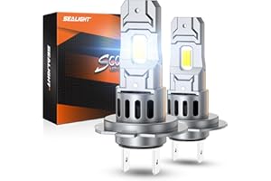 SEALIGHT 2026 Ampoules de phare LED H7, 1:1 Mini Size S2S 50000LM 900% Brightness 140W 6500K 25000RPM Cooling Fan, Halogen Replacement, Plug-N-Play, Pack of 2