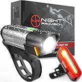 NP NIGHT PROVISION BX-300 USB Rechargeable LED Bike Light Set Front and Back Cycling Safety Lights Best Headlight with New DU