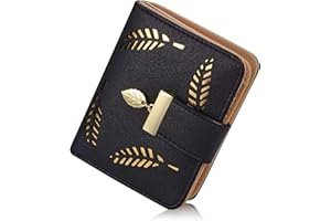 SRXWO Portefeuille pour Femme, Petit Porte Monnaie Cuir Pliable avec Titulaire de la Carte de crédit Cash ID, zippé avec des Cadeaux à glissière pour Fille (Black)