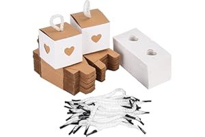 LOHUO 50pz Scatola Carta Kraft, Scatoline Portaconfetti Matrimonio Cartone con Cuore, Mini Piccola Regalo