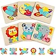 Vicloon Wooden Jigsaw Puzzles for Toddlers, 6Pcs Animal Puzzle Jigsaw Set Early Learning Baby Kids Educational Toys Gifts, 3D Animal Puzzle Toy Babies Games for Learning Animals
