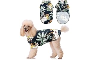 VALICAER Hawaii Hunde T-Shirt,T-Shirts mit Kokosnussbaum Bedruckt,Seaside Resort Style Haustier Coole Kleidung,Modische Hundebekleidung,Weiches Bequemes Shirt,Atmungsaktive Kleidung für Große Hunde (L)