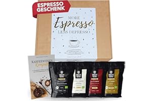 Espresso Geschenk (4 x 100g) - Geschenkidee für Espresso-Liebhaber Geschenk - More Espresso, less Depresso