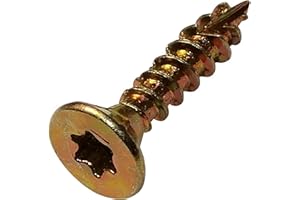 AERZETIX - C44459 - Lot de 100 - Vis à bois Ø4x20 mm tête fraisée à empreinte étoile T20 - en acier zingué jaune - assemblage filetage serrage fixation charpente contreplaqués agglomérés mélaminés