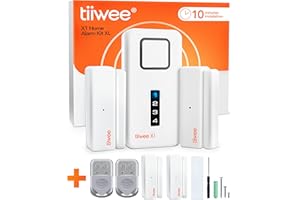 tiiwee Sistema di Allarme per Porte e Finestre - Sistema di Sicurezza con Potente Sirena, 4 Sensori per Porte e Finestre e 2 Telecomandi - Protezione Antieffrazione Casa, Appartamento, Garage