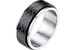 Richsteel Antiestrés Anillos Banda Giratoria, Spinner Anillo para Ansiedad con Brillantes/Cruces/Estrellas David/Nudos Celta, Acero Inoxidable/Dorado/Negro, Tallas Variadas