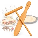 endusor German Beech Wood Crepes Kit &ndash; Spatula and Spreader (30 cm) | Natural untreated wood, hand polished, for crepe pans a
