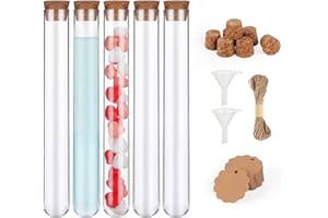SWEELOV Lot de 30 tubes à essai de 20 x 150 mm, tubes à essai avec bouchon + 10 m de ficelle de jute, 50 pendentifs en papier kraft pour fleurs, cadeaux d'invités, mariage, bonbons, sels de bain