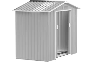 Outsunny Cobertizo de Jardín 2,42m² con Base de Refuerzo Sin Suelo 213x130x185 cm Caseta de Jardín Exterior con Puertas Correderas Claraboya 4 Ventanas para Almacenamiento de Herramientas Gris Plata