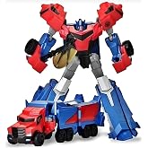 Giffy/Oyuncak Metal G&ouml;vdeli 20 Cm Araba Ve Tıra D&ouml;n&uuml;şen Robot Optimus Ve Bumblebee Model D&ouml;n&uuml;şen Robotlar AutoBots (Kırmızı)