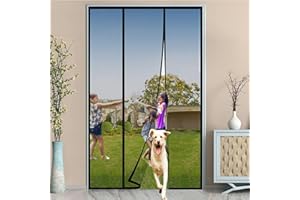 VOLLENC Moustiquaire double ouverture avec aimants puissants - Moustiquaire de balcon - Moustiquaire de terrasse - Moustiquaire, Rideau magnétique sans perçage(285x235cm,noir)