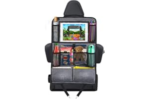 AiQInu Protezione Sedile Bambini, Impermeabile Portaoggetti Auto, Organizer Posteriore Con 10 Tasche, Per Tablet 12.5''