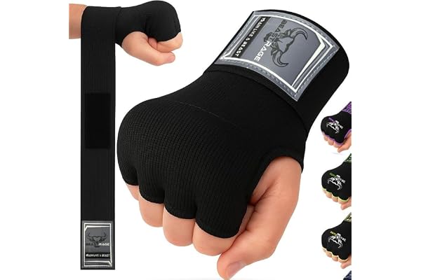 Beast Rage Gants de Boxe en Gel MMA de 75 cm de Long, rembourrés, élastiques, pour Sac de Frappe, entraînement Muay Thai, Bandages UFC pour Hommes, Femmes, Enfants