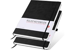 HIJYOO 2 Pack Notebook A4 Lined Journal Notebook Hardcover Notepad A4 with Bookmark, Pen Loop, and Elastic Closure, Note book for Women Men Work Office School, 8.3" X 11.35", (Black+Black)