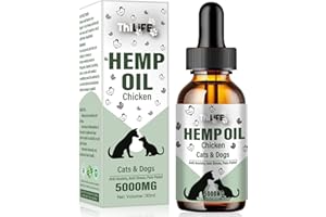 Thilife – Huile De Graines De Chanvre pour Chiens & Chats Adultes – Goût Poulet – Oméga 3-6-9 – Vitamine E – Pipette – Aliment Complémentaire Naturel – 30 ML – Pelage & Articulations – Made in France