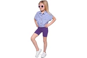 SOFTSAIL Girls Cycling Shorts Short Girl Cotton Leggings Shorts for Kids Girls School Shorts Gymnastics Sports Shorts Knee Length Breathable Comfy Bike Dancing Sport
