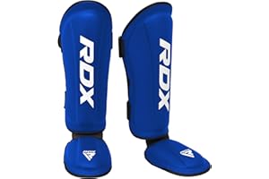 RDX Espinilleras Kick Boxing Muay Thai, Aprobado por SMMAF, Maya Hide Cuero Espinilla Empeine Protección, MMA Shin Pierna Guardia para Sparring Boxeo BJJ Kárate Entrenamiento Protector