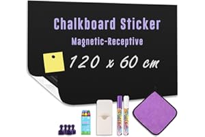 HeatPomelo Magnetic Chalkboard Wall Sticker 120 x 60 cm, Self-Adhesive Blackboard Paper Roll with Starter Kit, Stick On Black Board for Home, Office, School