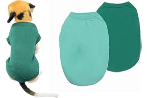 Cotton Dog Clothes YAODHAOD Solid Color Dog T-Shirts Clothes, Cotton Shirts Soft and Breathable, Dog Shirts Apparel Fit for Small Extra Small Medium Dog Cat 2pcs (XL, Light blue + green)
