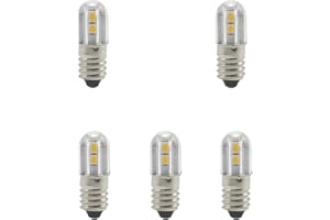 GUTREISE E10 LED Glühbirne, 5 Stück 6V Warmweiß lampe 1W 100LM 3000K,Miniatur Schrauben Ersatzbirnen (Warmweiß, 6V)