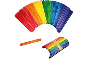 POWERSELL SRLS 50 varillas de madera para manualidades de colores, listones de helado y decoración de bricolaje, 50 unidades