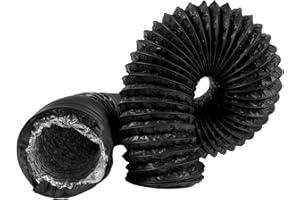 REPA MARKET 12,5 cm / 125 mm – 3 m długości czarny kanał powietrzny, elastyczny wąż wentylacyjny, 4-warstwowy wąż wentylacyjny HVAC, wąż wlotowy – idealny do namiotów szklarniowych, Growbox, linii do wentylacji