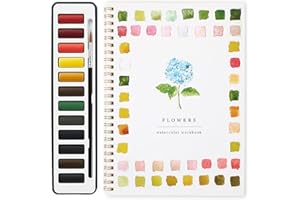 Mzzsveuy Watercolor Workbook, 12 Color Watercolour Paint Workbooks, Watercolor Paint Set with Paint Brush, Art Crafts Painting Supplies, Arts & Crafts Gift for Teens, Adults