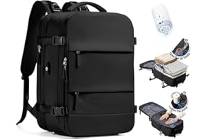 SZLX Großer Reiserucksack Damen,Vakuum Rucksack mit Pumpe Ryanair Handgepäck 40x30x20 Herren, Wizzair Handgepäck 40x30x20 Wasserdichter Tagesrucksack Fit 14 Zoll Laptop mit Schuhfach und Laptopfach