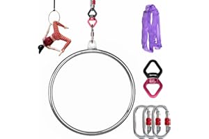 PRIOR FITNESS Aerial Set 45cm Einzel Aerial Hoop Yoga Ringen Zirkusluftausrüstung Yoga Hoop Edelstahl Aerial Ring Set