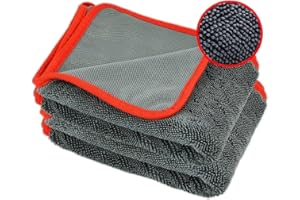 Professional Premium Microfiber Car Drying Towel, Ultra-Absorbent with Twisted Loop Technology, Streak & Scratch Free Drying for Cars 40 * 60cm (Grey)