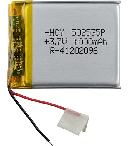 Lithium Polymer Battery, 3.7V 1000mAh, 503040 LiPo Rechargeable