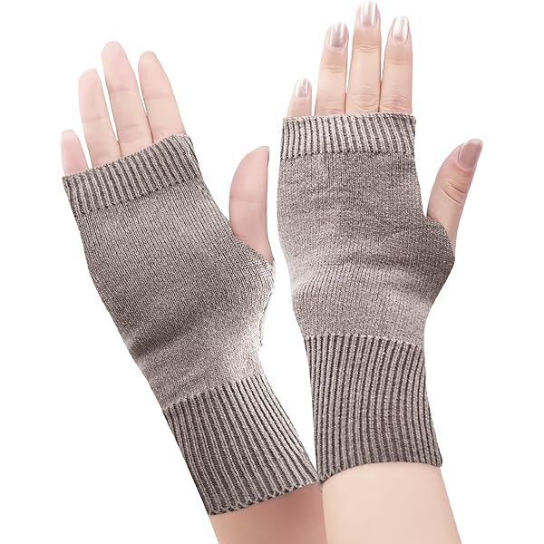 Fortunenine Wool Half Fingers Glove Winter Knit Gloves Mid Fingerless - View #9